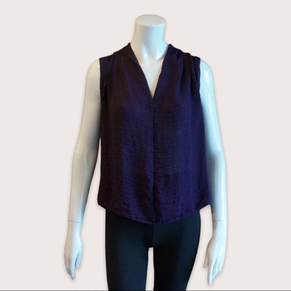 REBECCA TAYLOR | Designer Women’s Tank Top Crinkle Flowy Dark Purple 6